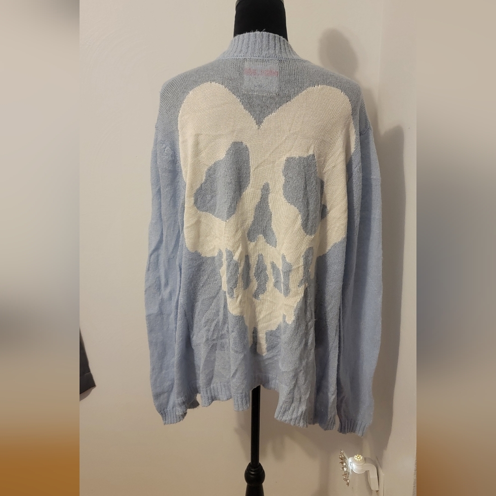 Blue and White Skull Cardigan Sweater
